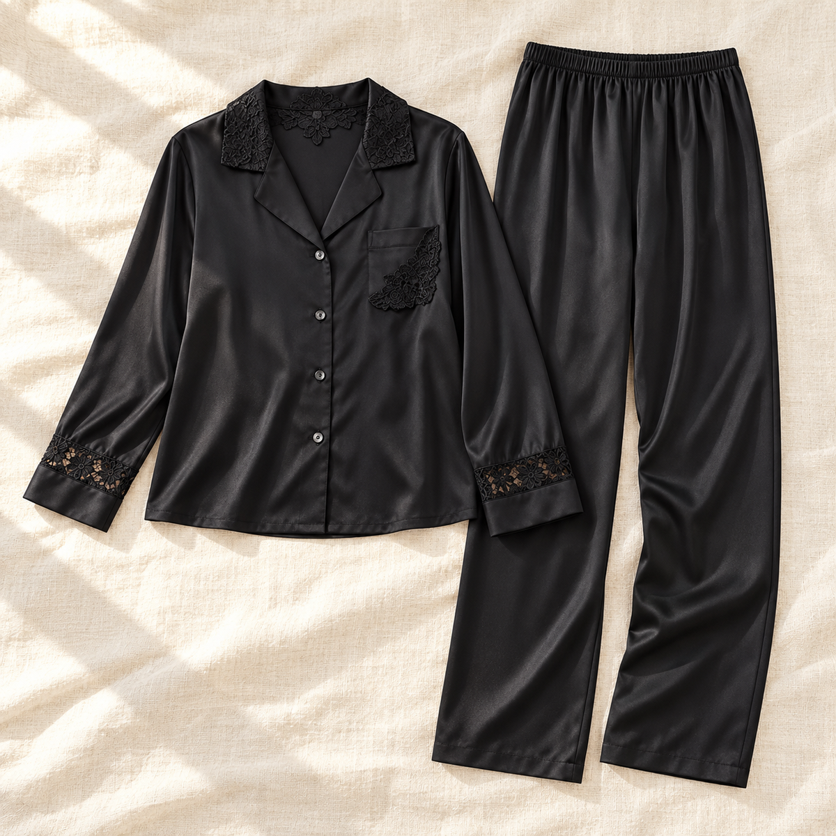 Lace-Trim Pajama Set