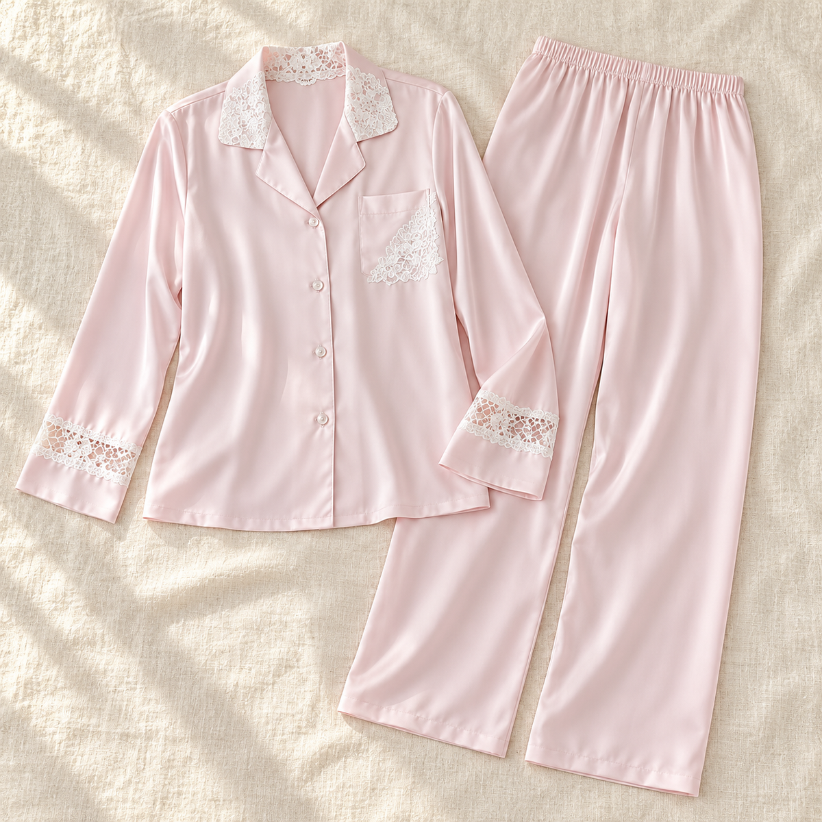 Lace-Trim Pajama Set