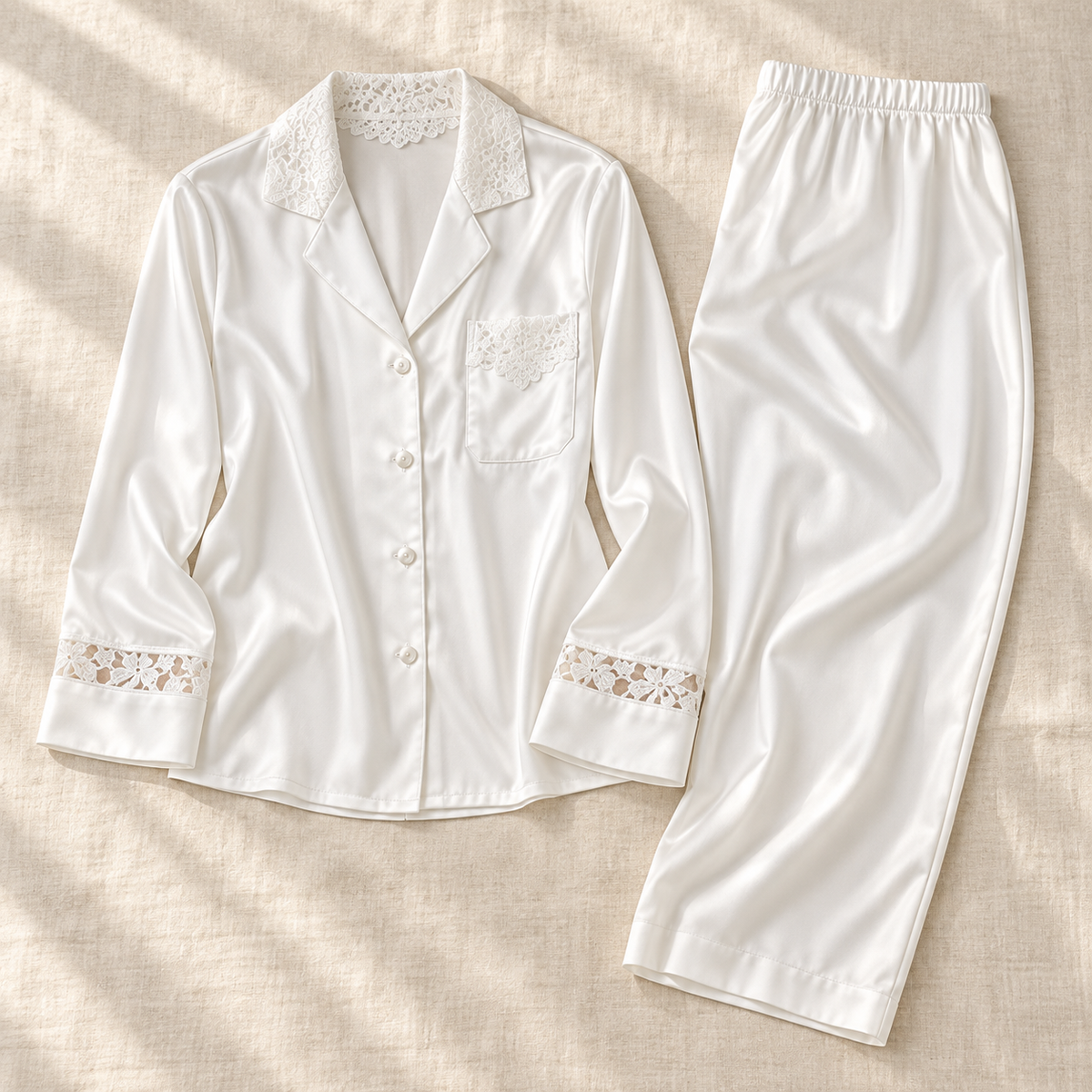 Lace-Trim Pajama Set