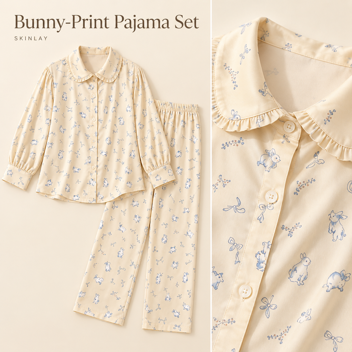 Bunny-Print Pajama Set