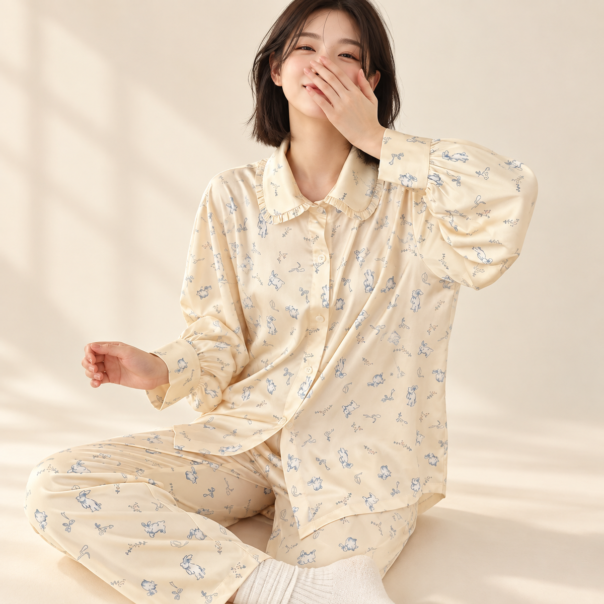 Bunny-Print Pajama Set