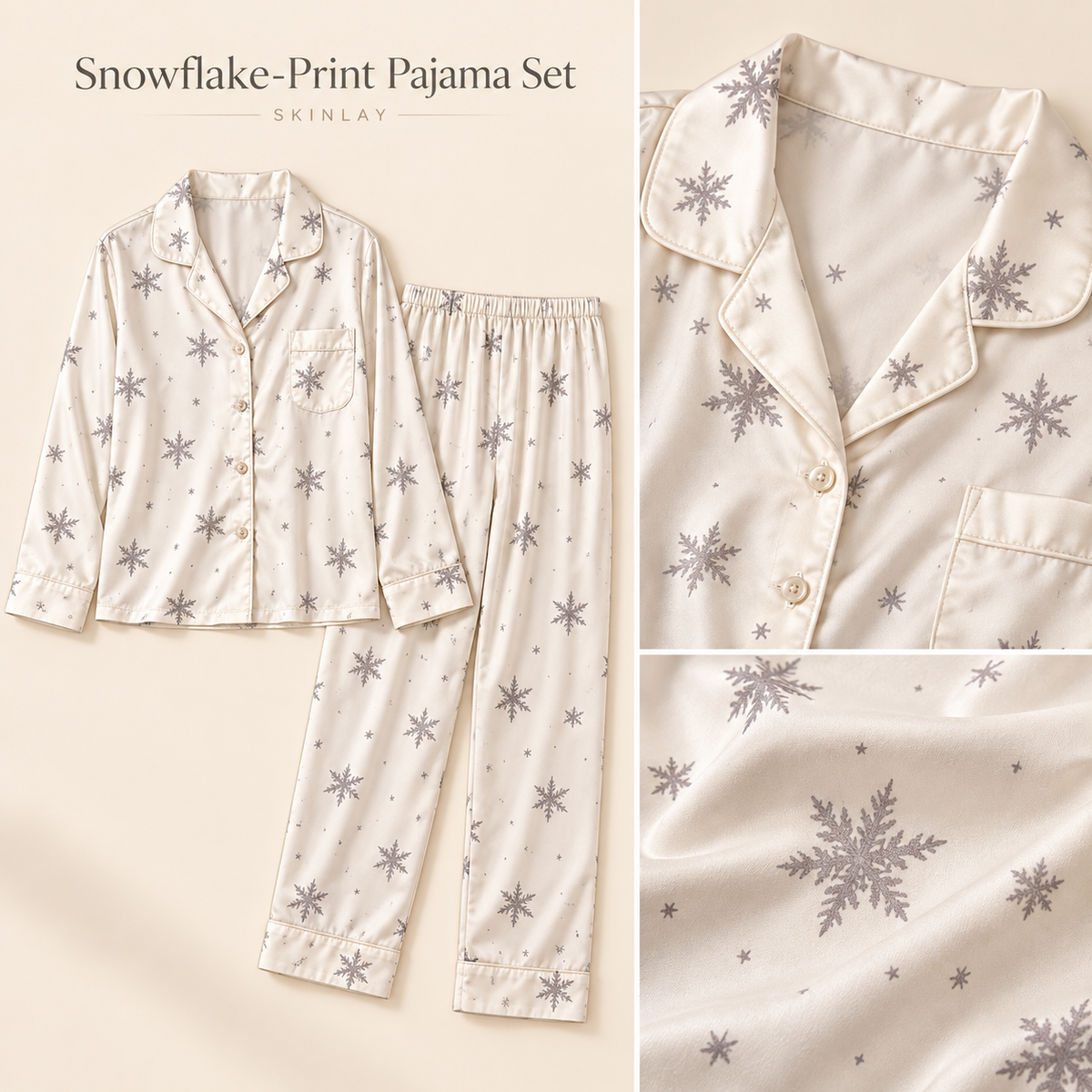 Snowflake-Print Pajama Set