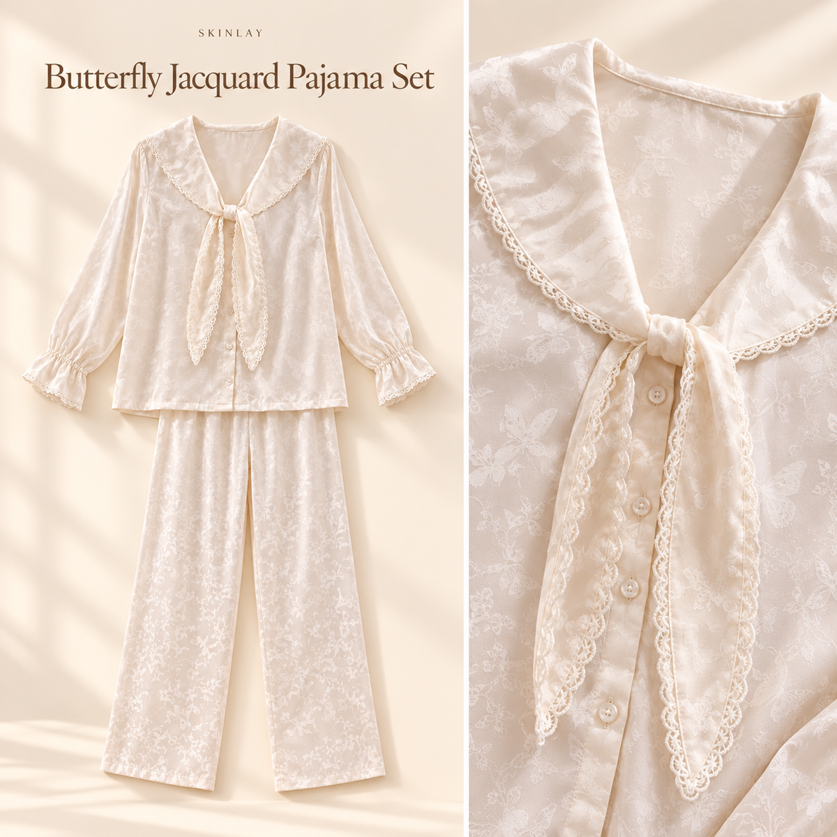 Butterfly Jacquard Pajama Set
