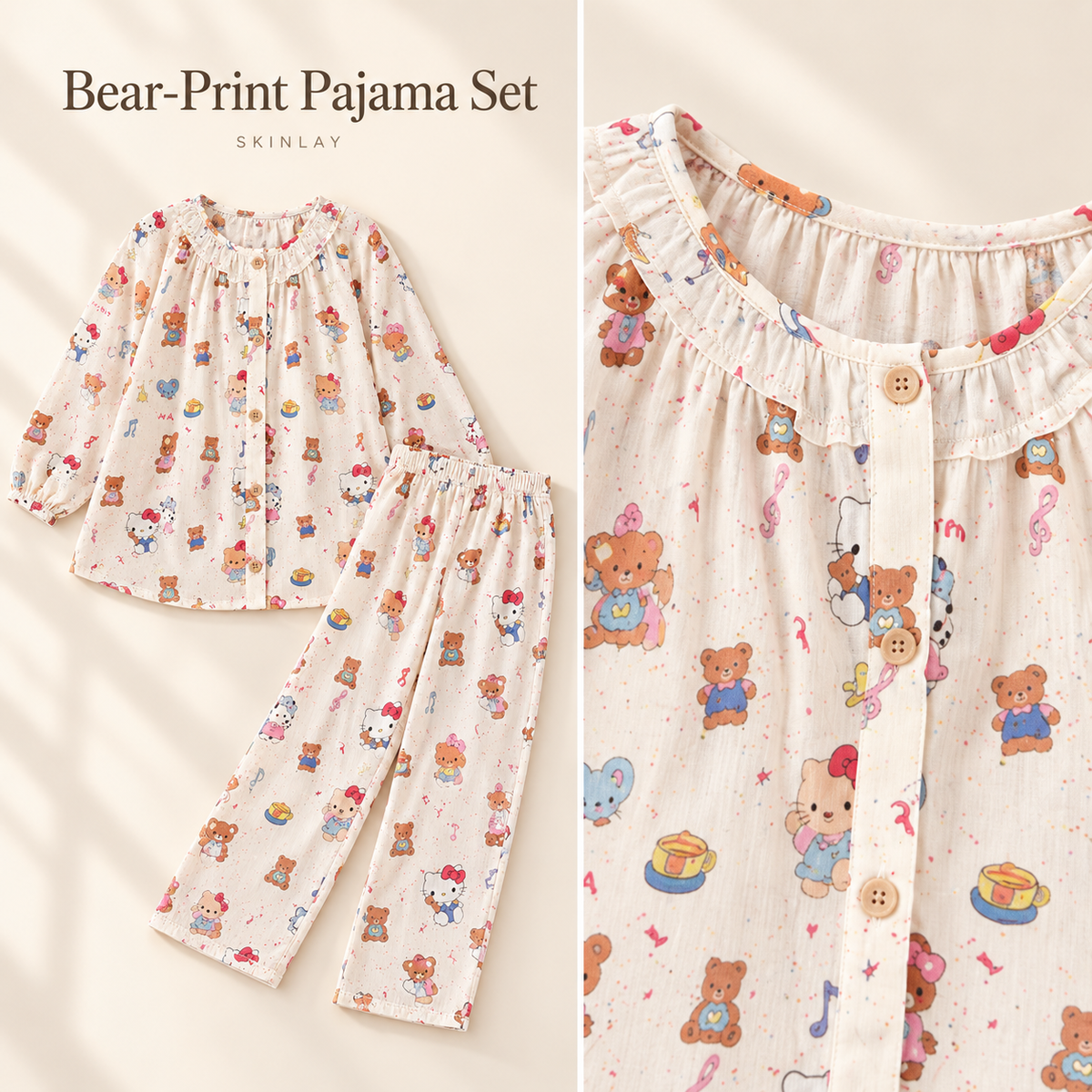 Bear-Print Pajama Set