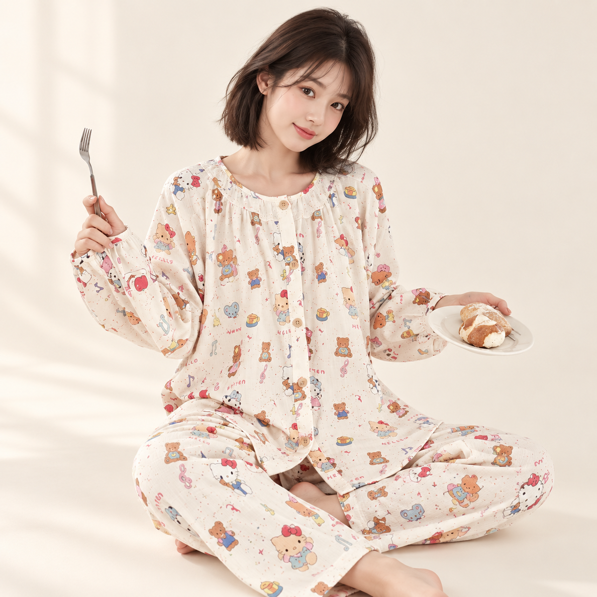 Bear-Print Pajama Set