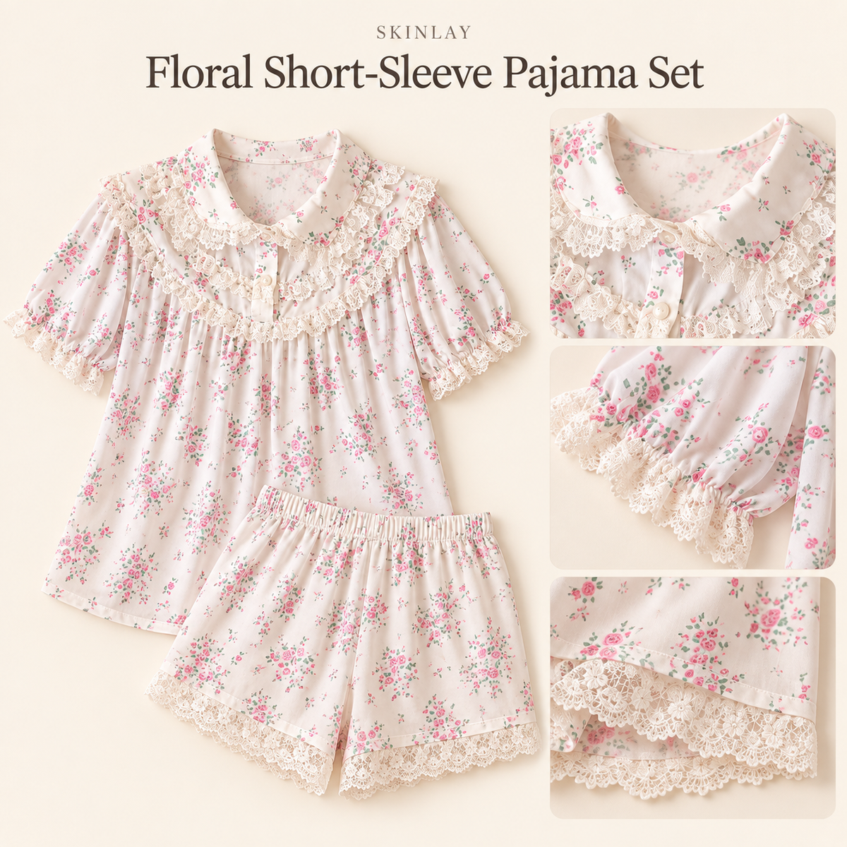 Floral Short-Sleeve Pajama Set