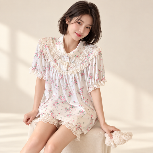 Floral Short-Sleeve Pajama Set