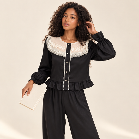 Midnight Lace Pajama Set