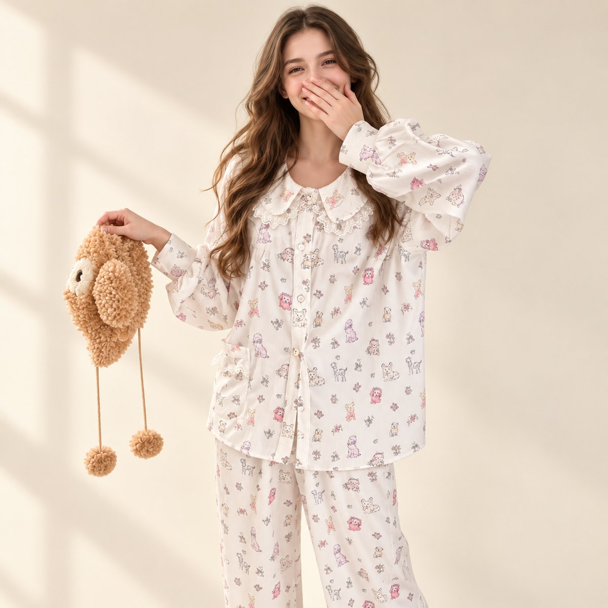 Puppy-Print Pajama Set
