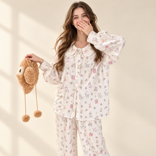 Puppy-Print Pajama Set