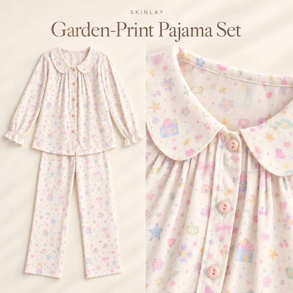 Garden-Print Pajama Set