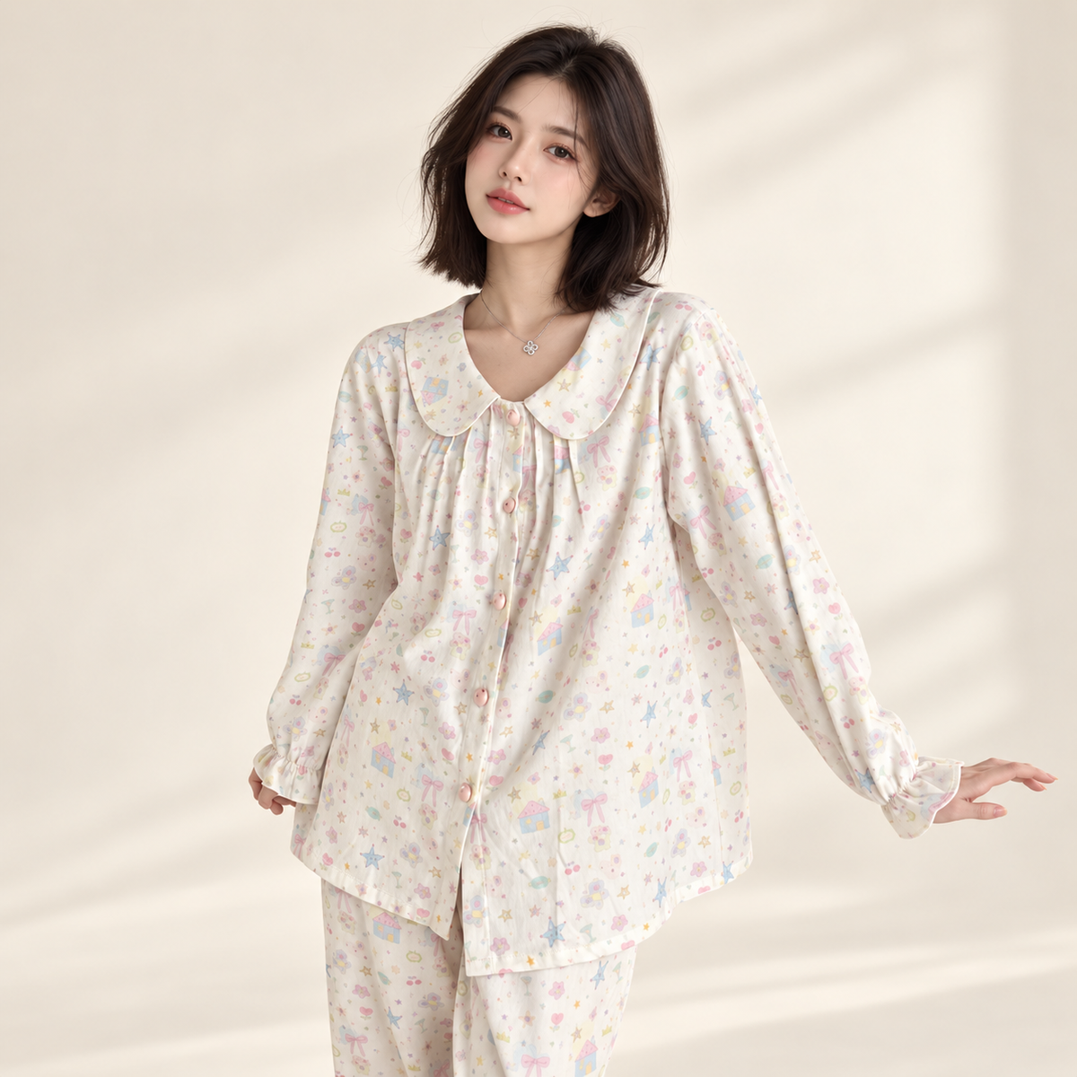 Garden-Print Pajama Set