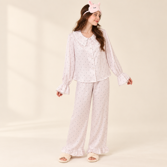 Ruffle-Trim Printed Pajama Set