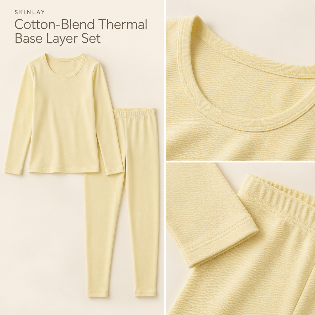 Cotton-Blend Thermal Base Layer Set