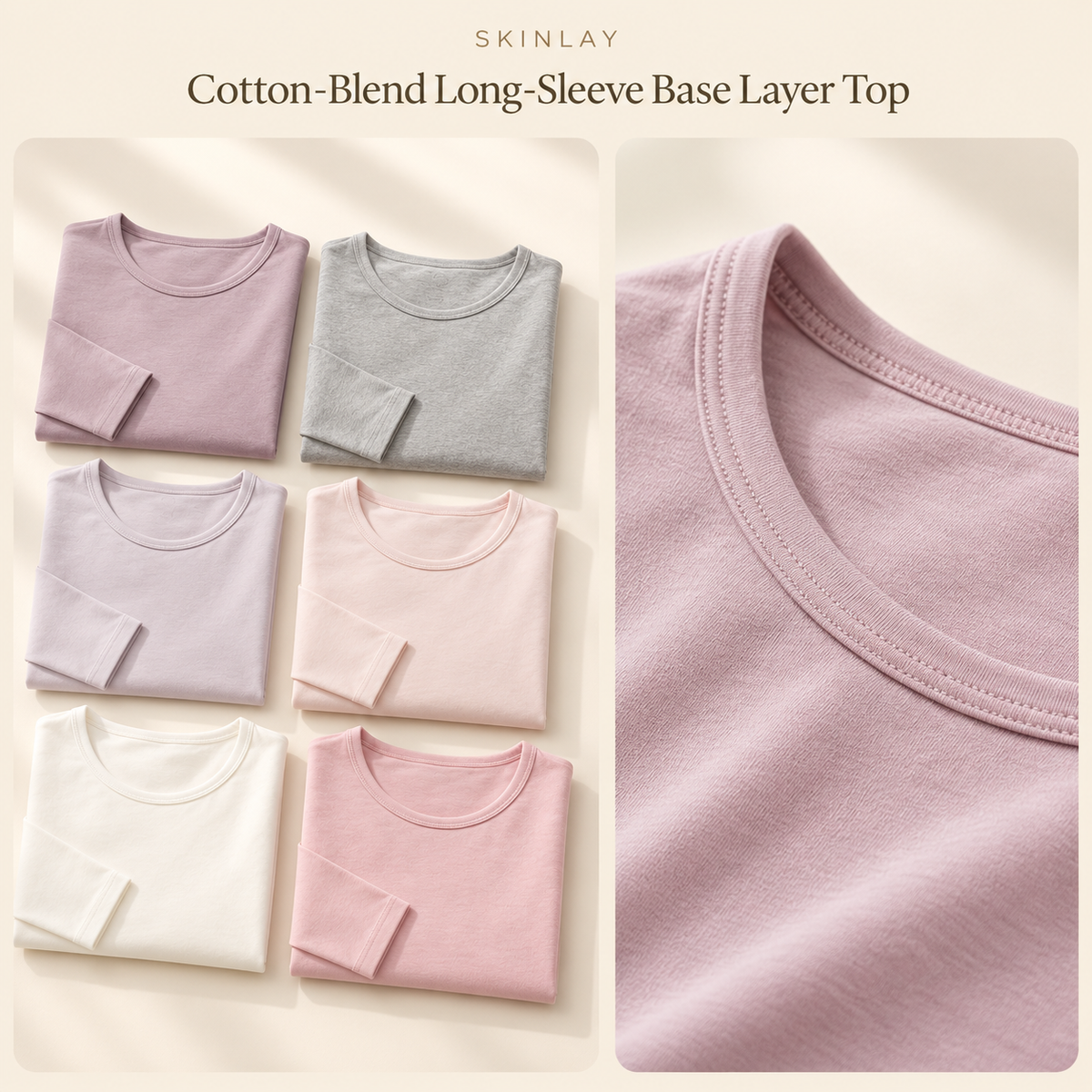 Cotton-Blend Long-Sleeve Base Layer Top